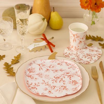 Orange Toile Paper Cups, set of 8