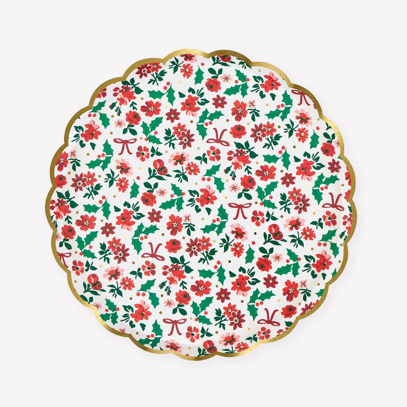 Ditzy Holly Dessert Plates, set of 8
