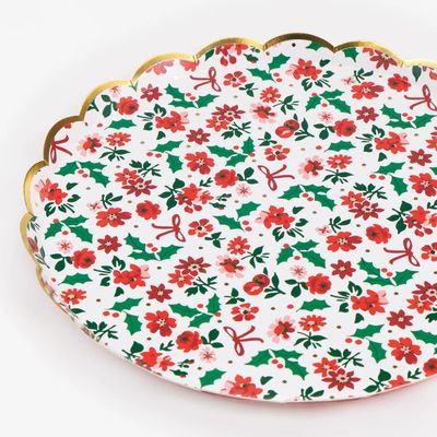 Ditzy Holly Dessert Plates, set of 8