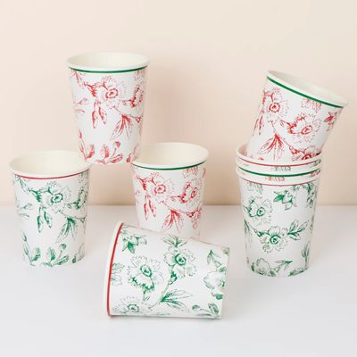 Christmas Toile Paper Cups, set of 8