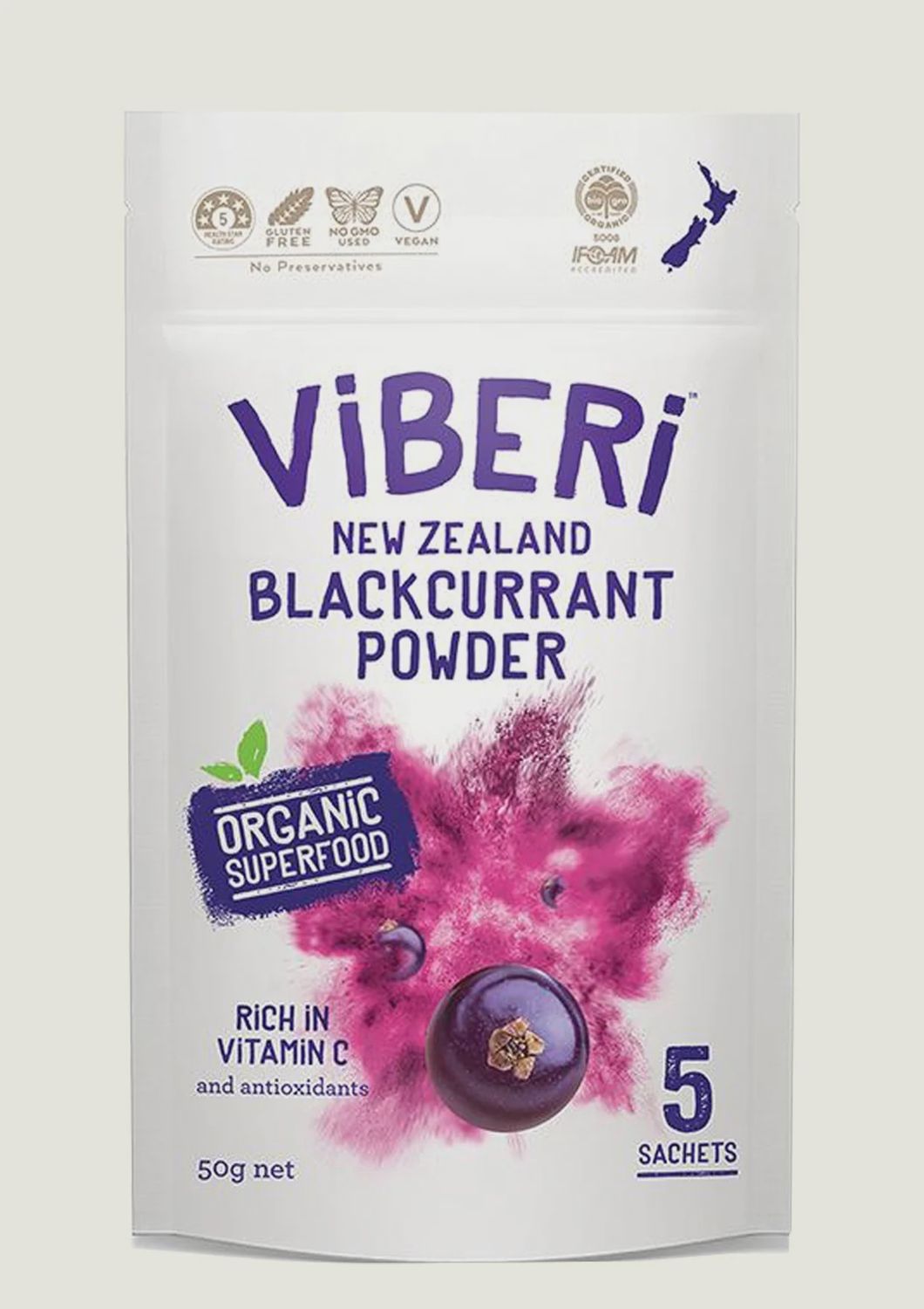 Organic Blackcurrant Powder 50g (5 x Sachets)