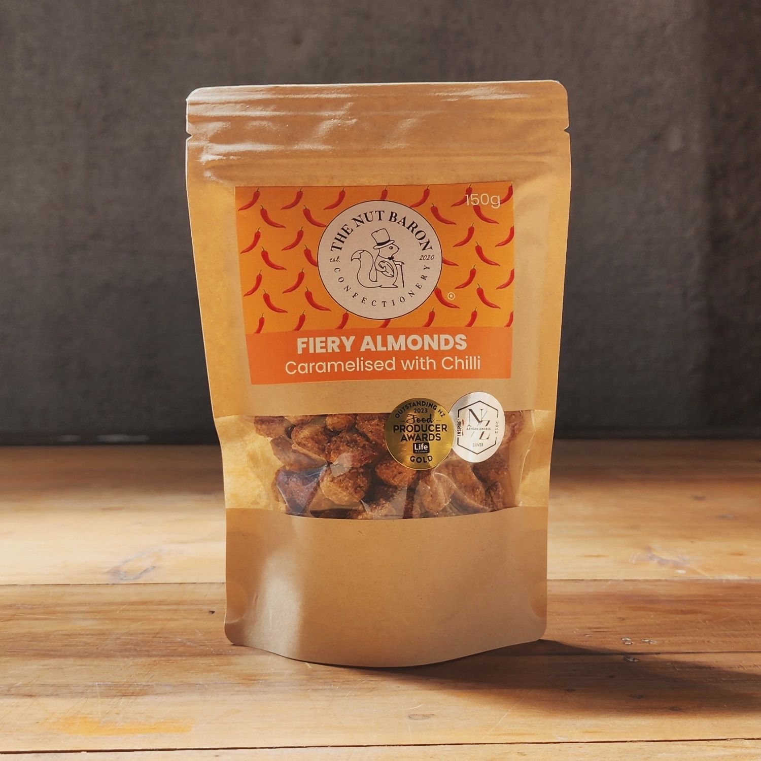 Fiery Almonds - Caramelised with Chilli, Size: 150g