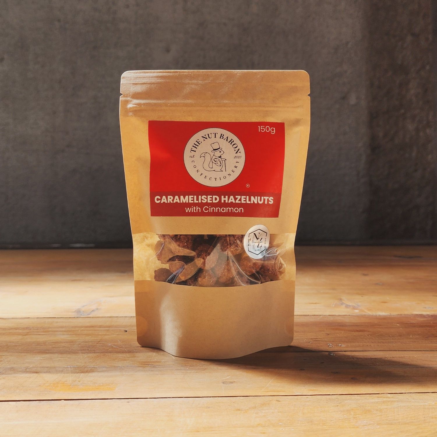 Caramelised Hazelnuts with Cinnamon, Size: 150g