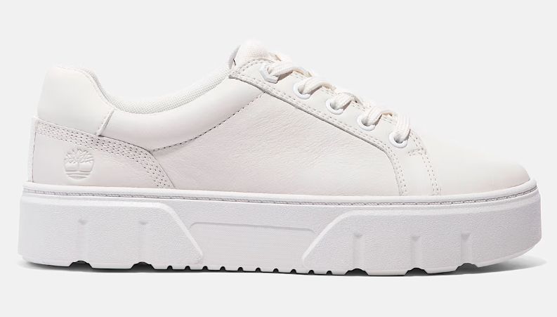 TIMBERLAND LAUREL COURT LOW LACE UP SNEAKER - WHITE LEATHER, Size: 7