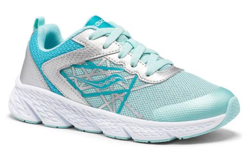 Saucony Girls&#39; Shoe Wind Turq/Silver SK164326, Color: Turq/Silver, Size: 5