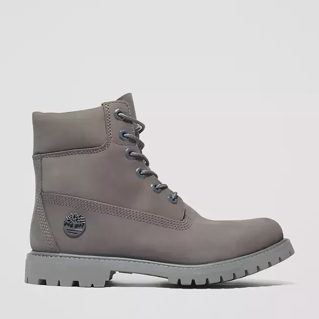 TIMBERLAND PREMIUM 6&quot; WP MD GREY NUBUCK, Size: 7