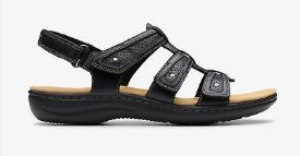CLARKS WOMEN&#39;S SANDAL LAURIEANN IVY BLACK, Color: Black, Size: 6, Width: Med