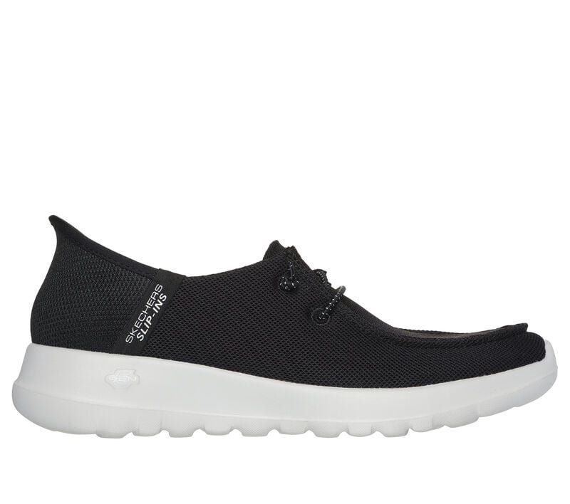 SKECHERS SLIP-INS GO WALK JOY-IDALIS, Color: Black/White, Size: 7, Width: Wide