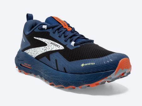 BROOKS MENS CASCADIA 17 GTX, Color: Black/Blue/Firecracker, Size: 8