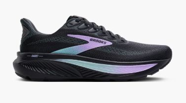 BROOKS WOMEN&#39;S GHOST 17 GREY/CLEARWATER/PURPLE, Color: Grey/Clearwater/Purple, Size: 6, Width: MEDIUM B