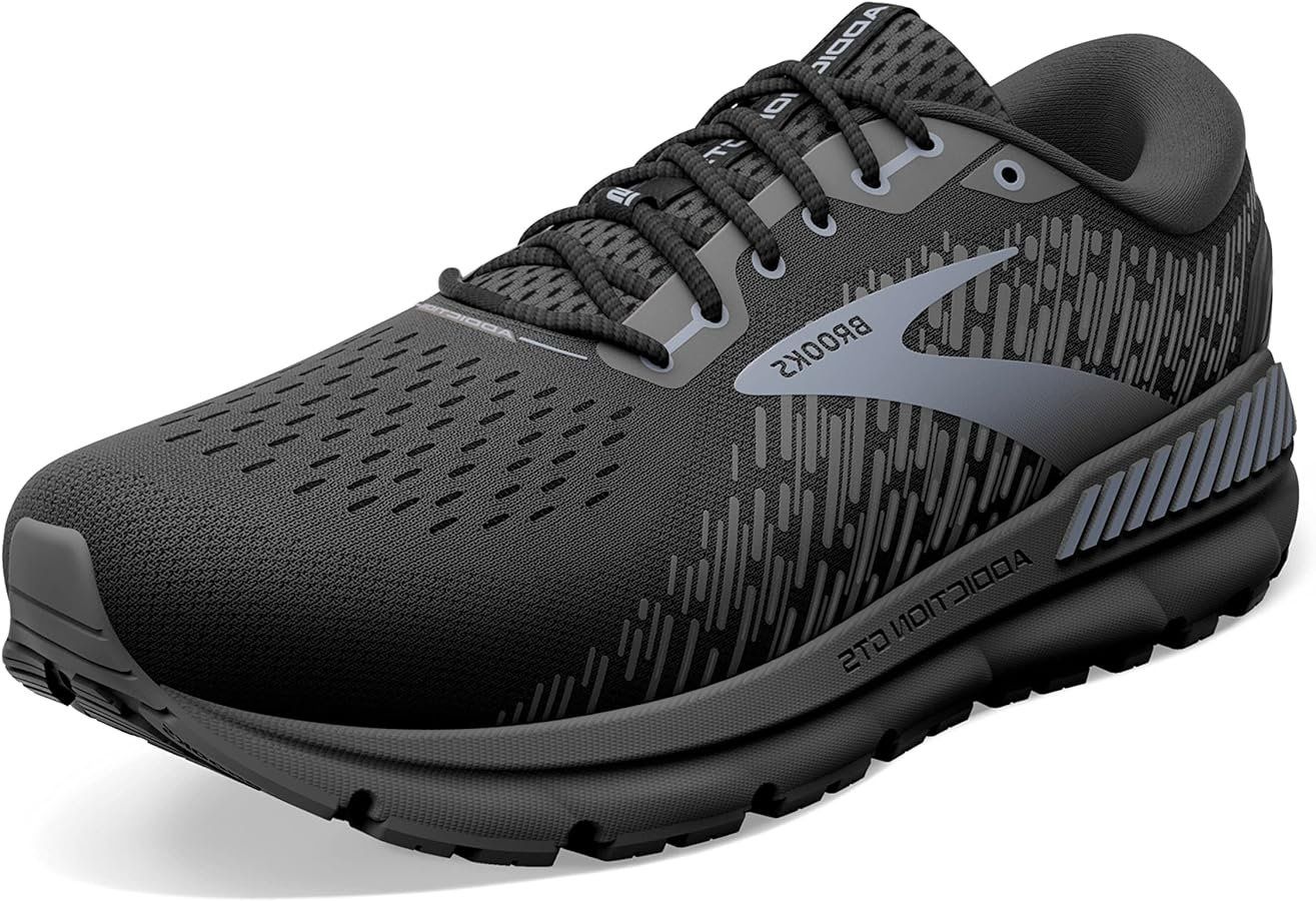 BROOKS MENS ADDICTION GTS 15 BLACK/BLACK/EBONY, Size: 8.5, Width: D