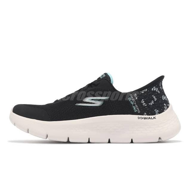 SKECHERS WOMEN&#39;S SLIP-INS GO WALK FLEX-EVA, Color: Black/Aqua, Size: 6