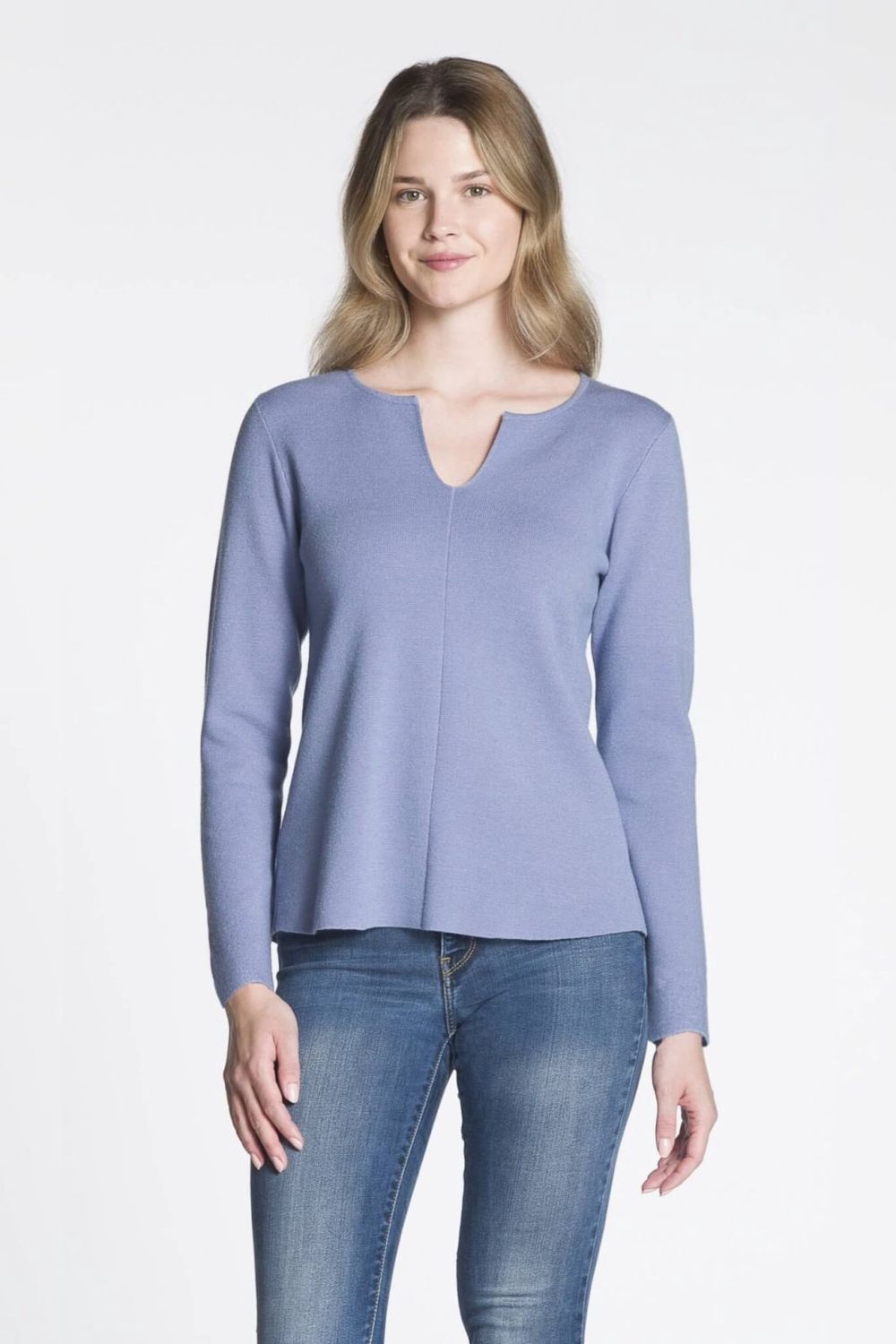 DKR SPLIT NECK SWEATER, Color: Blue, Size: S