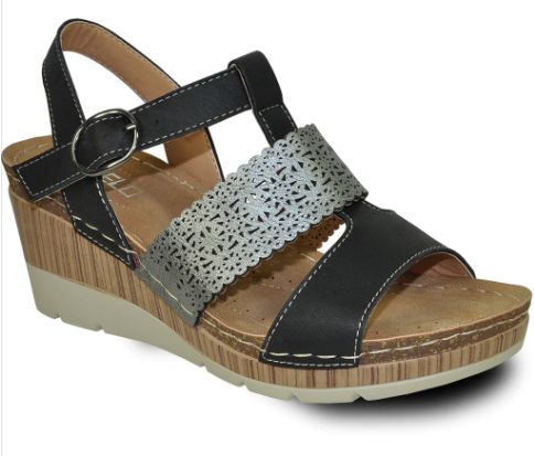 Vangelo Women&#39;s Wedge Sandal Faith Black, Color: Black, Size: 37/6Us