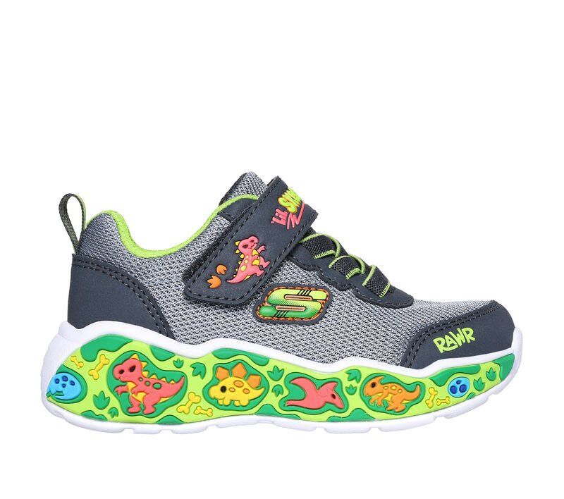 SKECHERS TODDLERS PLAY SCENE, Color: Charcoal/Lime, Size: 5