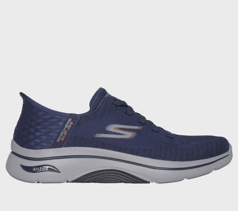 SKECHERS SLIP-INS GO WALK ARCH FIT 2.0 - GRAND SELECT 2, Color: Navy/Orange, Size: 8