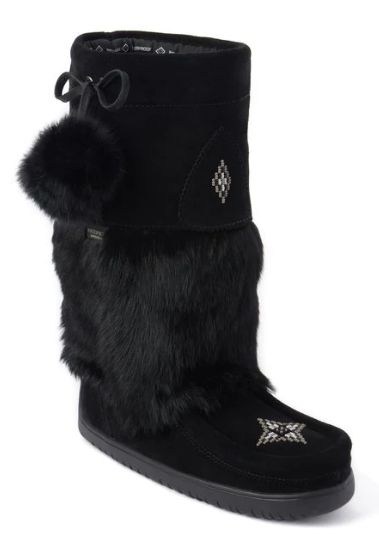 MANITOBAH MUKLUKS WP SNOWY OWL SUEDE MUKLUK, Color: Black, Size: 7