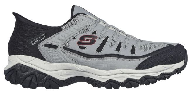 SKECHERS SLIP-INS MEN'S AFTER BURN-RIDGEBURN GRAY/BLACK, Color: Gray/Black, Size: 9