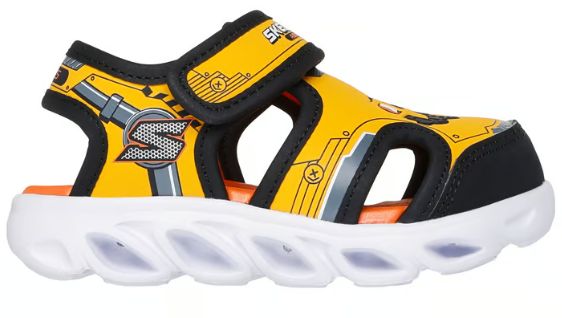 SKECHERS TODDLER SANDAL S-LIGHTS-HYPNO-SPLASH -HYDRO-FUN YELLO/BLACK, Color: Yellow/Black, Size: 5