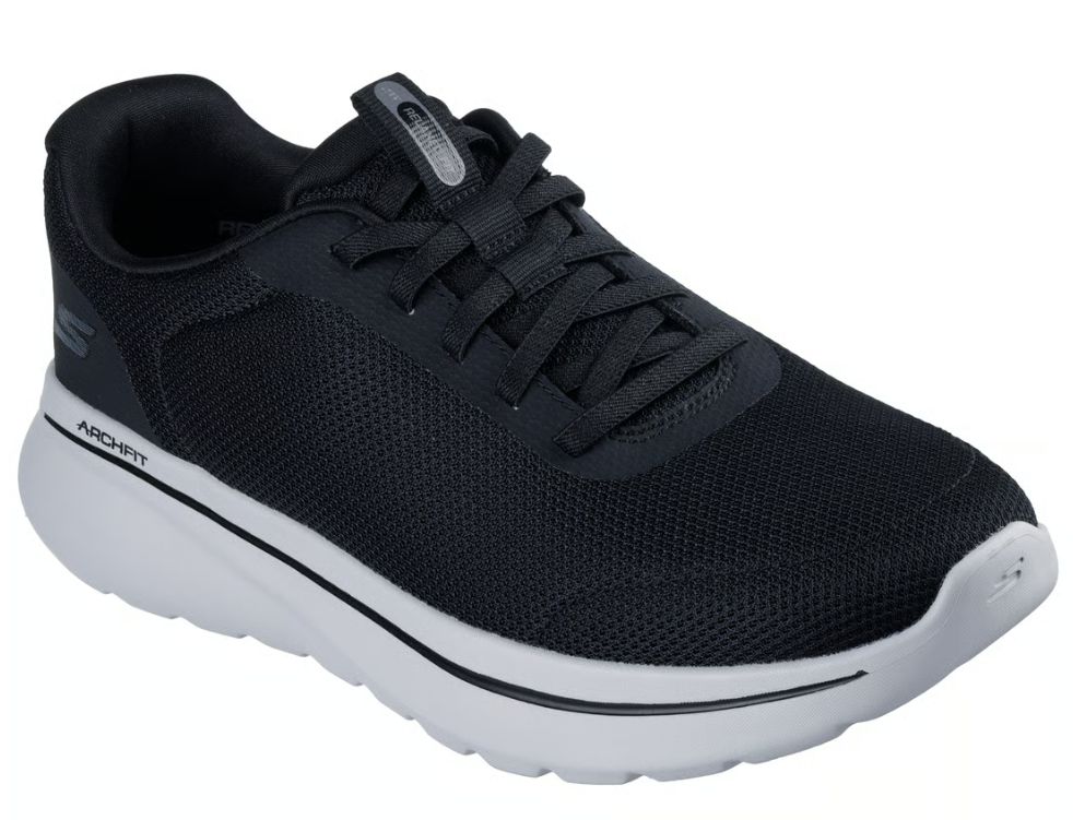 SKECHERS MEN&#39;S GO WALK ARCH FIT N-JOY-CULLMAN, Color: Black/Gray, Size: 7.5