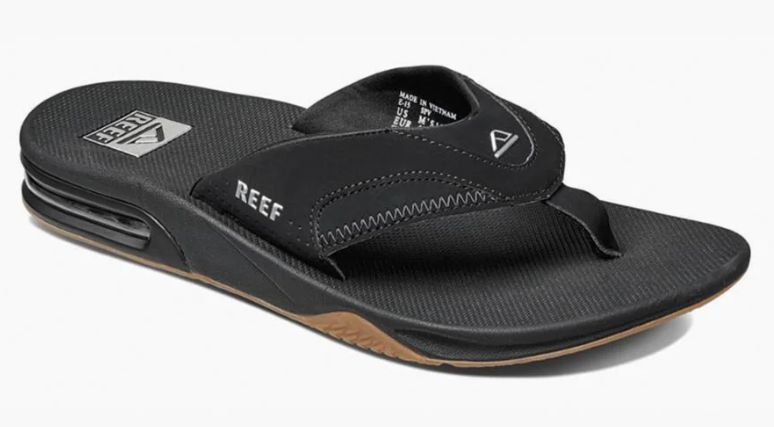 REEF MEN&#39;S SANDAL FANNING 02026 BLACK/SILVER, Color: Black/Silver, Size: 9