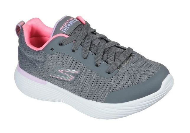 Children&#39;s Skechers - GOrun 400 V2: Basic Edge, Color: Charcoal/Pink, Size: 1
