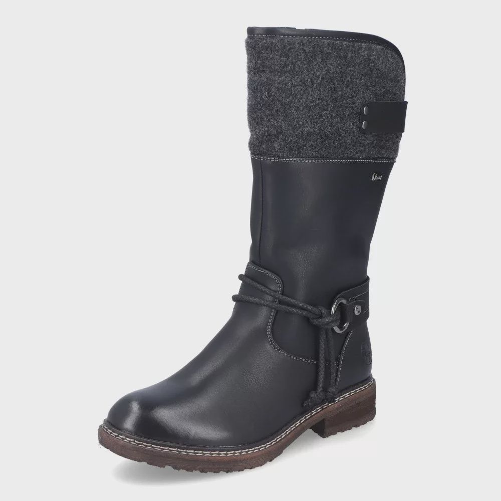 Rieker Women&#39;s Tall Black Boot, Color: Black, Size: 37/6