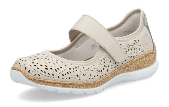 RIEKER WOMEN&#39;S BEIGE VELCRO SHOE - N4299-60, Color: Beige, Size: 37