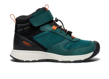 KEEN YOUTH MID WP PONDEROSA PINE/GOLD FLAME, Color: Ponderosa/Gold Flame, Size: 4