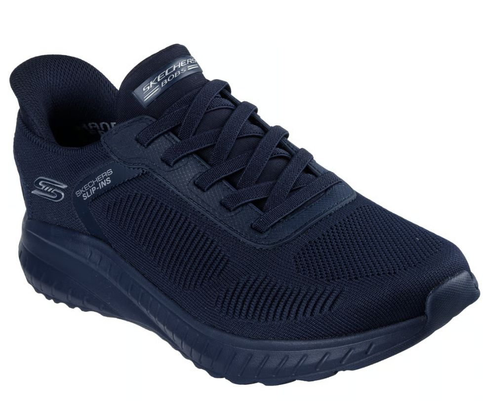 SKECHERS MEN&#39;S SLIP-INS BOBS SQUAD CHAOS-SOLID STEP NAVY, Color: Dark Navy, Size: 8.5