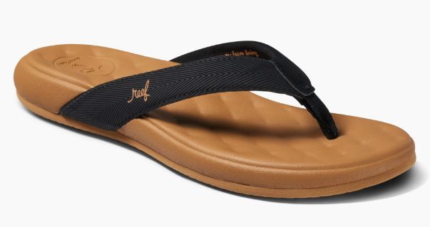 REEF WOMEN&#39;S CUSHION HARMONY CJ5418 BLACK/TAN, Color: Black/Tan, Size: 7