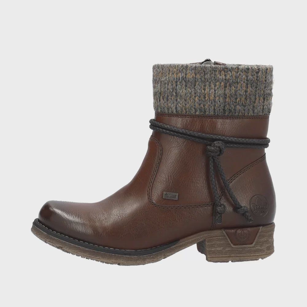 RIEKER WOMEN&#39;S SHORT BROWN BOOT W/CUFF, Size: 37 (US 6)