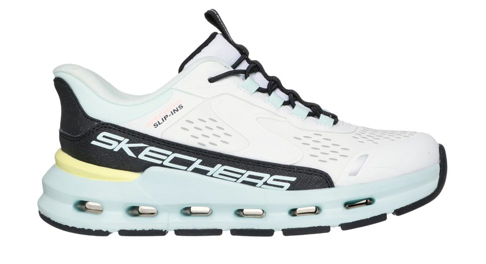 SKECHERS KIDS&#39; SLIP IN GLIDE STEP VISTA LANE WHITE/BLACK/TURQ, Size: 1
