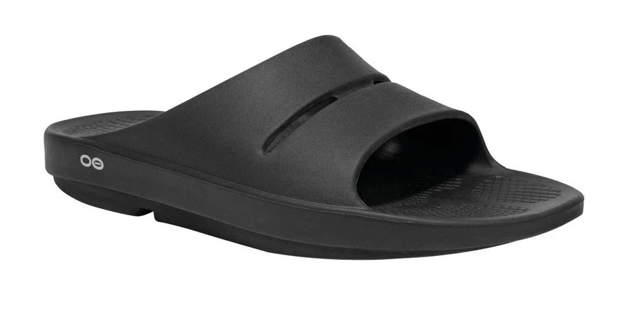 Oofos Ooahh Black Slide, Color: Black, Size: M6/W8
