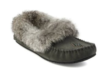 MANITOBAH MUKLUKS LADIES STREET SUEDE MOCCASIN CHARCOAL, Color: Charcoal, Size: 9