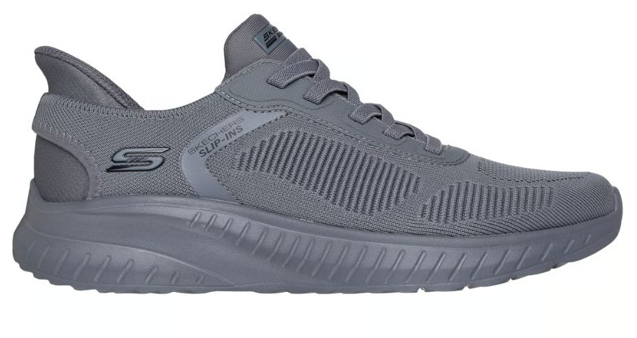 SKECHERS MEN&#39;S SLIP INS BOBS SQUAD CHAOS SOLID STEP DARK GRAY, Size: 8