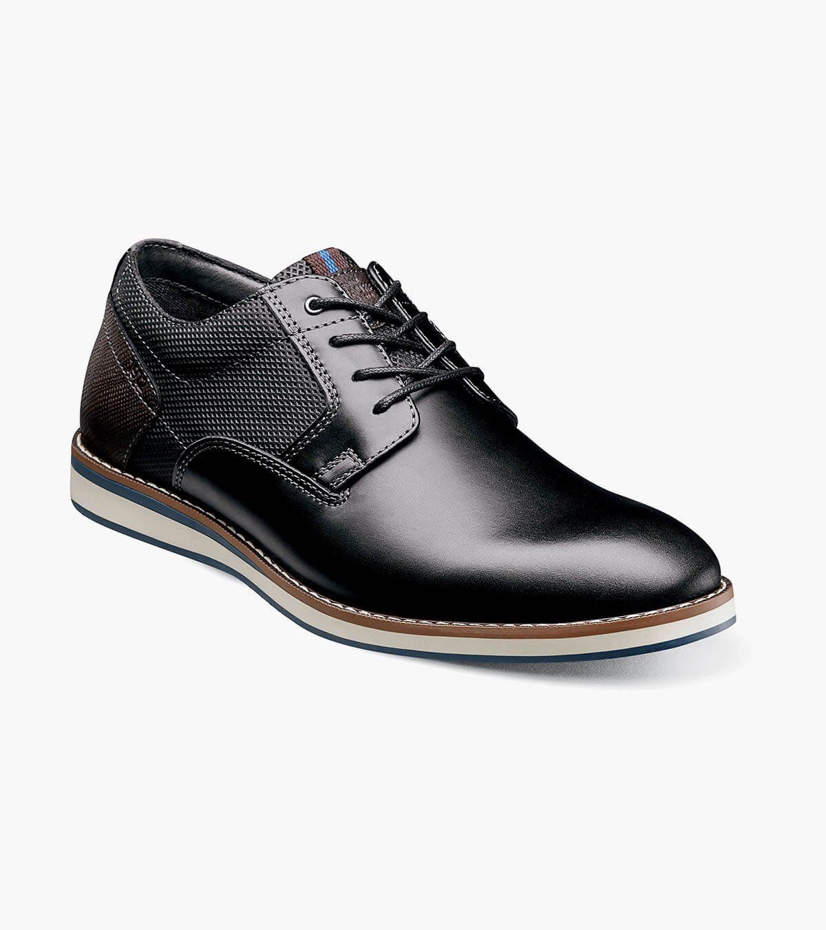 NUNN BUSH CIRCUIT PLAIN TOE OXFORD, Color: Black Multi, Size: 8W