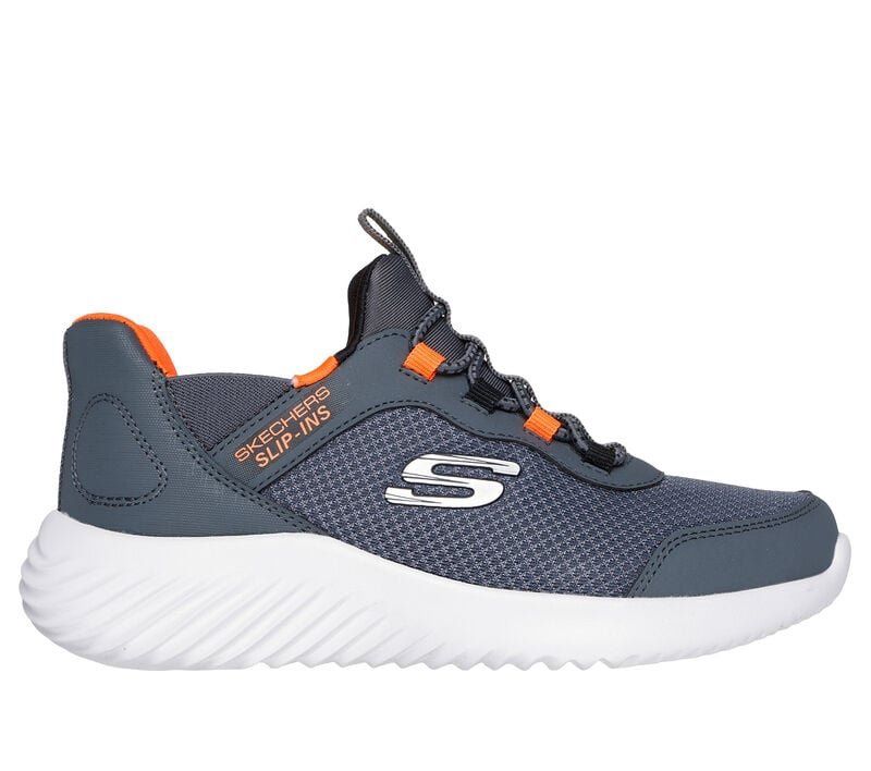 SKECHERS SLIP-IN BOUNDER-BRISK-BURST CHARCOAL/ORANGE, Size: 10.5