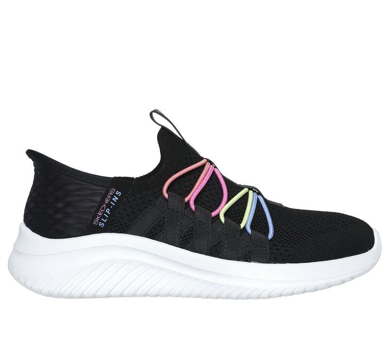 SKECHERS GIRLS SLIP-INS BUNGEE FUN, Color: Black/Multi, Size: 13.5