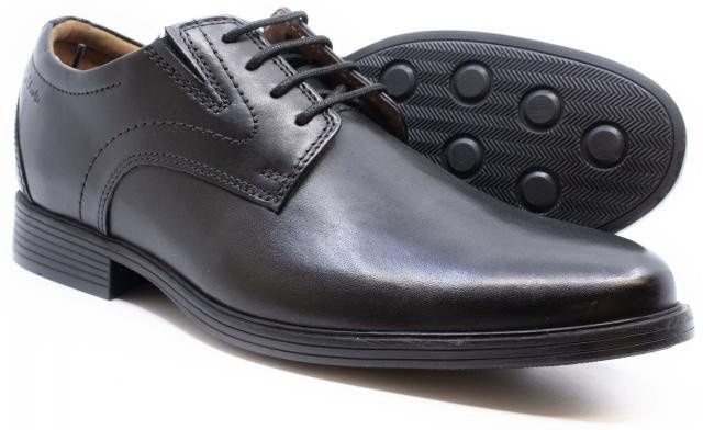 CLARKS MEN&#39;S WHIDDON PLAIN, Color: Black Leather, Size: 8, Width: Medium