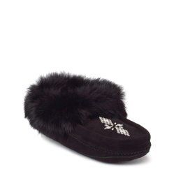 MANITOBAH MUKLUKS TIPI SUEDE MOCCASIN, Color: Black, Size: L7