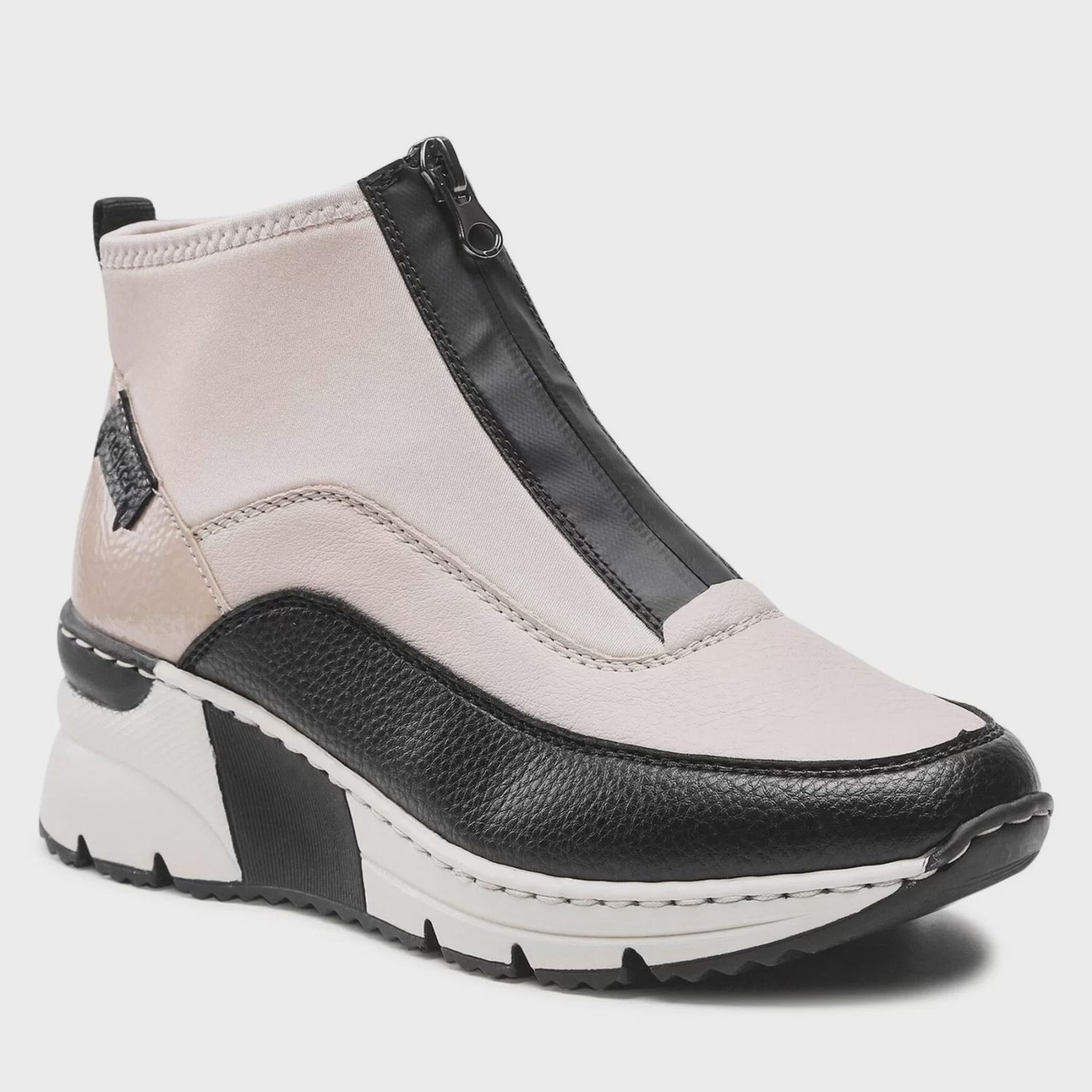 RIEKER WOMENS BEIGE ANKLE BOOT, Color: Beige Combination, Size: 37