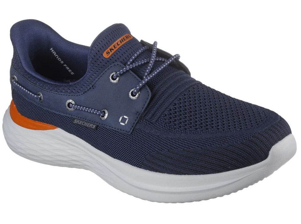 SKECHERS MEN&#39;S SLIP-INS LAWSON-PARASAIL, Color: Navy, Size: 7