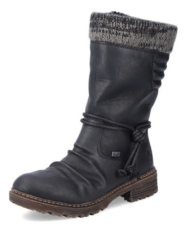 RIEKER WOMEN&#39;S WINTER BOOT Z4755-00, Color: Black, Size: 38/7US