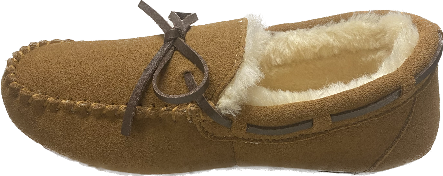 TAXI LEATHER MOCCASIN SLIPPER MOCCA-01, Color: Chestnut, Size: 37 (US 6.5-7)