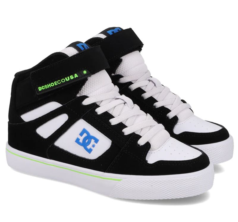 DC BOYS PURE HI TOP EV - BLK/BLU/WHT, Size: 13