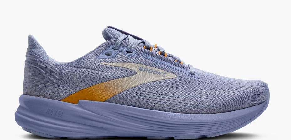 BROOKS WOMEN&#39;S REVEL 8, Color: Blue Heron/Coconut/Orange, Size: 7