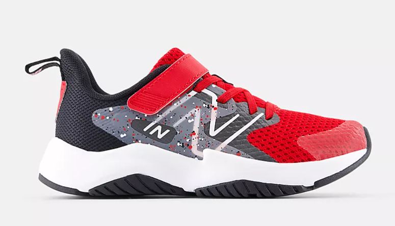 NEW BALANCE KIDS RAVE RUN V2 BUNGEE LACE, Color: Red/Black, Size: 1, Width: Wide/Xwide