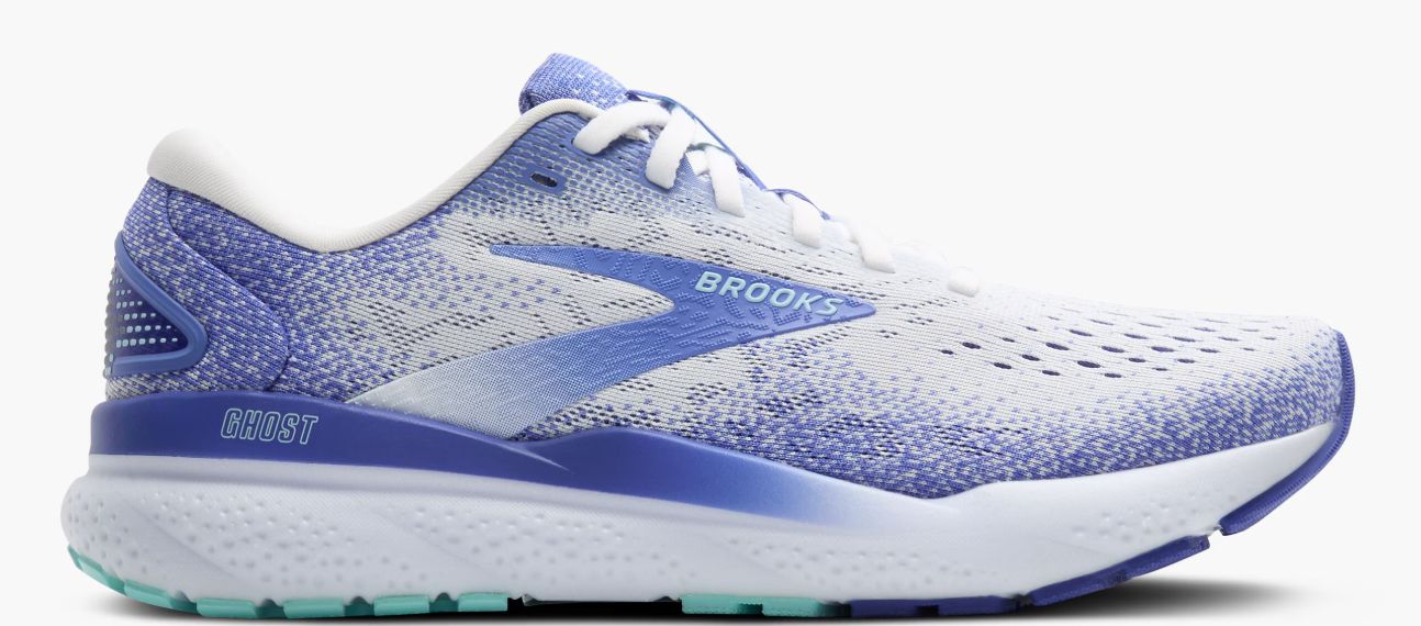 BROOKS WOMEN&#39;S GHOST 16 - WHITE/AMPERO BLUE/LIMPET SHELL, Size: 7