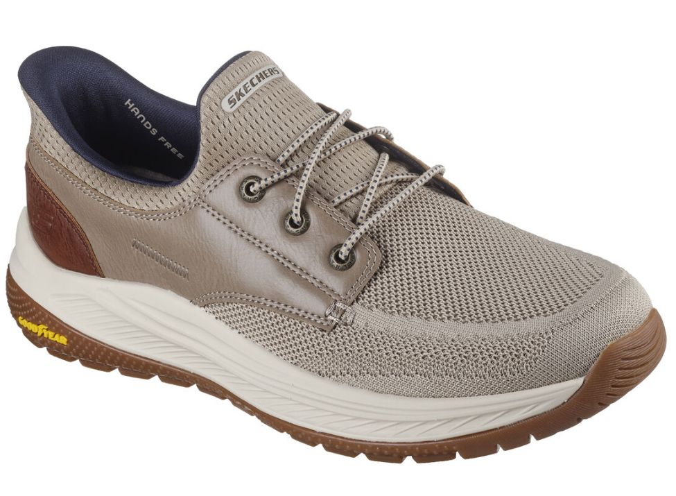 SKECHERS MEN&#39;S SLIP-INS MEROE-ALDEN, Color: Taupe, Size: 8